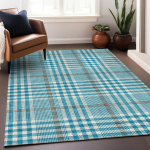 Homeroots 3' Stylish Black Gold & Ivory Plaid Washable Rug - Perfect For Indoor & Outdoor High Traffic Areas 9' X 12' Polyester 601522