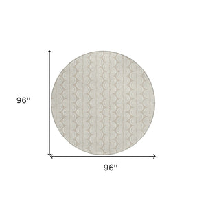 Homeroots 3' Beige And Ivory Ogee Washable Area Rug For Indoor And Outdoor Spaces – Durable, Stylish Design 8' Round Polyester 601526