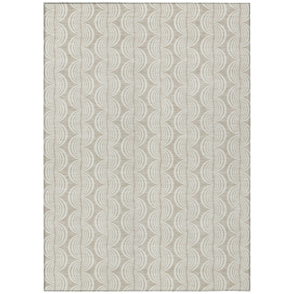 HomeRoots 9' X 12' Beige & Ivory Ogee Area Rug - Durable, Washable Design for Indoor & Outdoor Elegance 601528