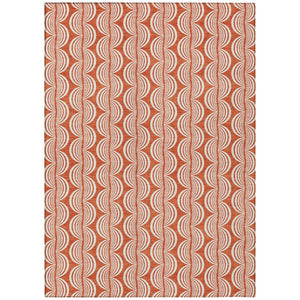 HomeRoots 5' Coral and Beige Ogee Indoor Outdoor Area Rug - Durable, Easy Care, Stylish Design for Any Space 5' X 8' 601543