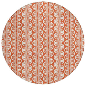 HomeRoots 5' Coral and Beige Ogee Indoor Outdoor Area Rug - Durable, Easy Care, Stylish Design for Any Space 8' Round 601544