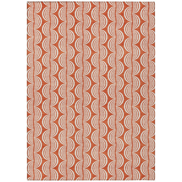 HomeRoots 5' Coral and Beige Ogee Indoor Outdoor Area Rug - Durable, Easy Care, Stylish Design for Any Space 8' X 10' 601545