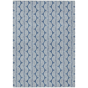 HomeRoots 5' Denim Blue Ogee Area Rug - Stylish Indoor/Outdoor Design, Machine Washable & Stain Resistant 5' X 8' 601549