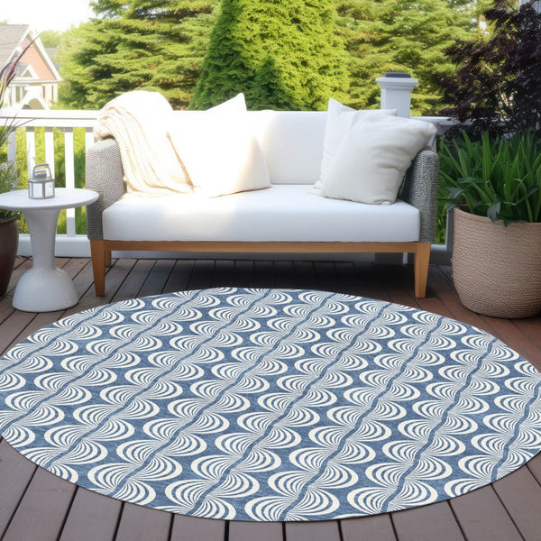 Homeroots 3' Beige And Ivory Ogee Washable Area Rug For Indoor And Outdoor Spaces – Durable, Stylish Design 8' Round Polyester 601550
