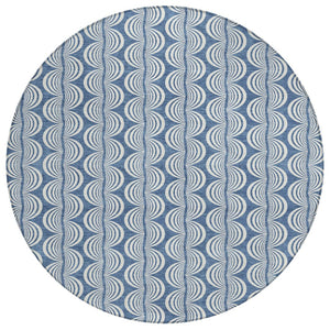 HomeRoots 5' Denim Blue Ogee Area Rug - Stylish Indoor/Outdoor Design, Machine Washable & Stain Resistant 8' Round 601550