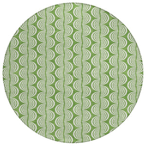 HomeRoots 5' Timeless Green and Ivory Ogee Area Rug - Durable, Washable, Perfect for Indoor and Outdoor Spaces 8' Round 601562