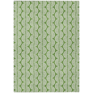 HomeRoots 5' Timeless Green and Ivory Ogee Area Rug - Durable, Washable, Perfect for Indoor and Outdoor Spaces 8' X 10' 601563