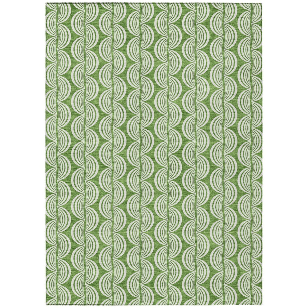 HomeRoots 9' Elegant Green and Ivory Ogee Washable Area Rug for Indoor and Outdoor High-Traffic Spaces 601564