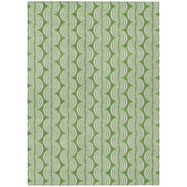 HomeRoots 5' Timeless Green and Ivory Ogee Area Rug - Durable, Washable, Perfect for Indoor and Outdoor Spaces 10' X 14' 601565