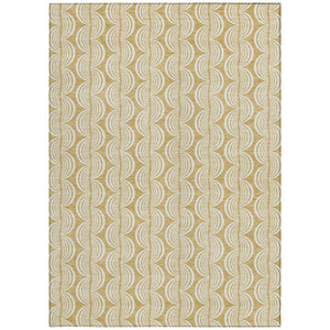 Homeroots 3' Beige And Ivory Ogee Washable Area Rug For Indoor And Outdoor Spaces – Durable, Stylish Design 5' X 8' Polyester 601567