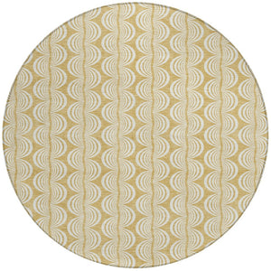 Homeroots 3' Beige And Ivory Ogee Washable Area Rug For Indoor And Outdoor Spaces – Durable, Stylish Design 8' Round Polyester 601568
