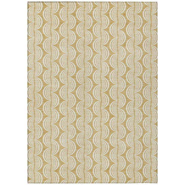 HomeRoots 9' X 12' Gold and Beige Ogee Indoor Outdoor Area Rug - Durable, Washable, Elegant for Any Space 601570