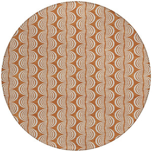 Homeroots 3' Beige And Ivory Ogee Washable Area Rug For Indoor And Outdoor Spaces – Durable, Stylish Design 8' Round Polyester 601592