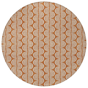 Homeroots 3' Beige And Ivory Ogee Washable Area Rug For Indoor And Outdoor Spaces – Durable, Stylish Design 8' Round Polyester 601592