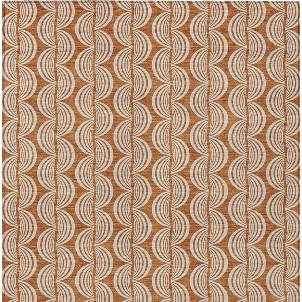 Homeroots 3' Beige And Ivory Ogee Washable Area Rug For Indoor And Outdoor Spaces – Durable, Stylish Design 8' X 10' Polyester 601593
