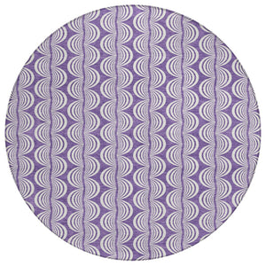 HomeRoots 5' Purple and Ivory Ogee Indoor Outdoor Area Rug - Stylish, Durable, Machine Washable for Any Space 8' Round 601598
