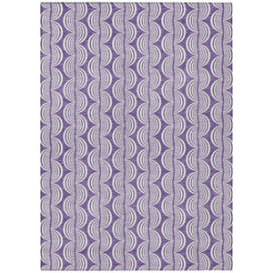HomeRoots 5' Purple and Ivory Ogee Indoor Outdoor Area Rug - Stylish, Durable, Machine Washable for Any Space 8' X 10' 601599