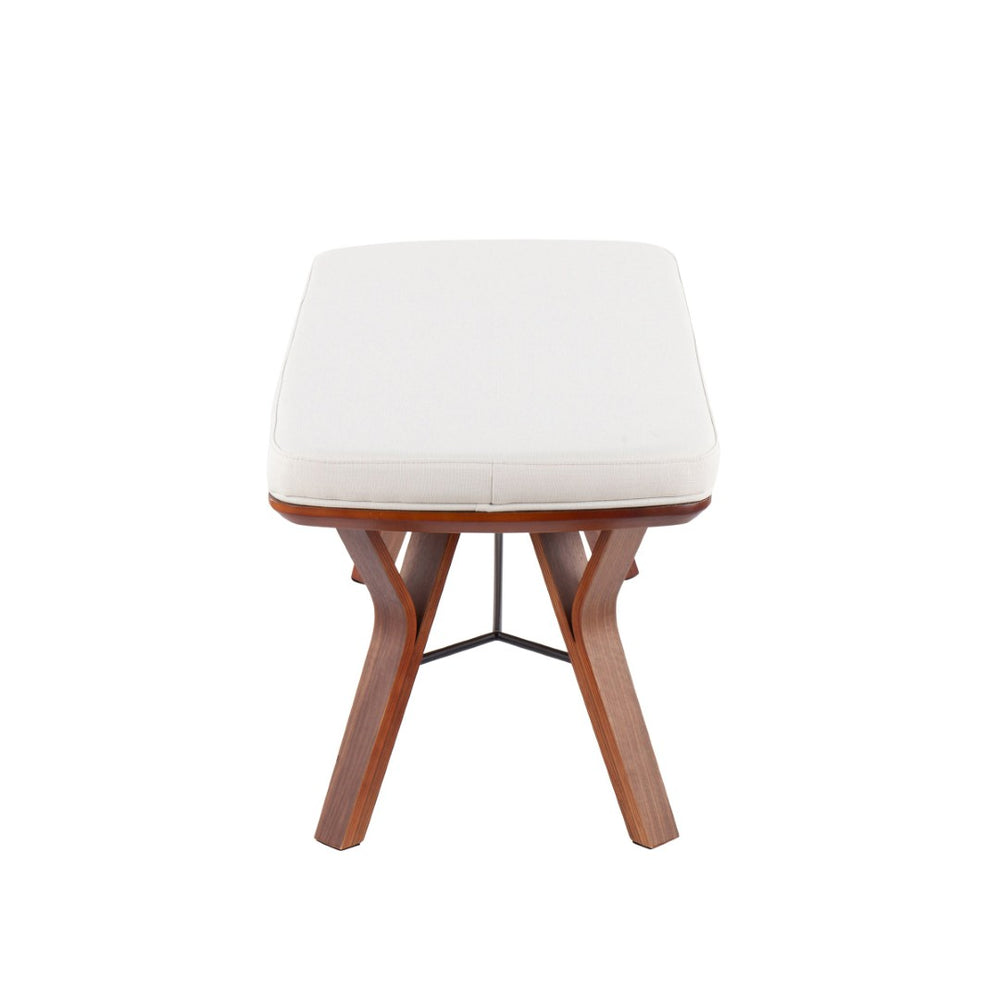 English Elm Folia Upholstered Mid-century Bench with Tapered Wood Legs for Bedroom or Entryway B202S01153