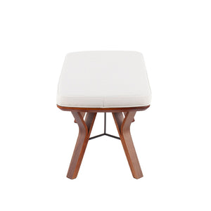 English Elm Folia Upholstered Mid-century Bench with Tapered Wood Legs for Bedroom or Entryway B202S01153