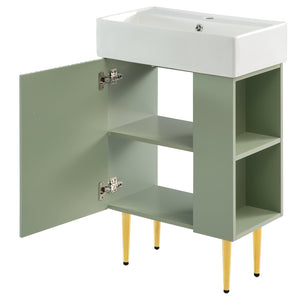 English Elm [Cabinet Only] 21.6" Green Bathroom Vanity Cabinet with MDF Construction, Soft-Close Doors & Spacious Storage N729P170365F