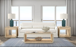 Basset Mirror Damone Coffee Table - Modern Blonde Oak Design With Antique Mirrored Accents & Easy Mobility Casters Natural Wood,Antique Mirror 6016-lr-100