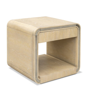 Basset Mirror Damone End Table - Elegant Modern Design With Antique Mirror Accents And Versatile Storage Solution Natural Wood,Antique Mirror 6016-lr-250