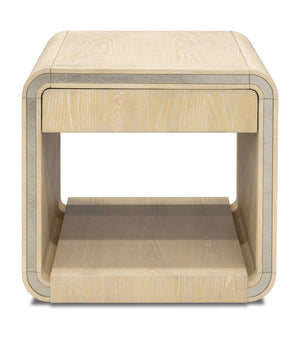 Basset Mirror Damone End Table - Elegant Modern Design With Antique Mirror Accents And Versatile Storage Solution Natural Wood,Antique Mirror 6016-lr-250