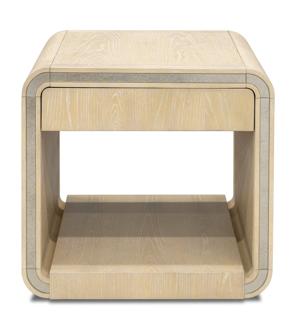 Basset Mirror Damone End Table - Elegant Modern Design With Antique Mirror Accents And Versatile Storage Solution Natural Wood,Antique Mirror 6016-lr-250