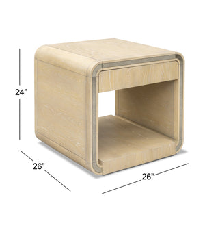 Basset Mirror Damone End Table - Elegant Modern Design With Antique Mirror Accents And Versatile Storage Solution Natural Wood,Antique Mirror 6016-lr-250