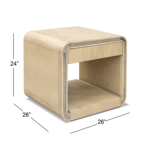 Basset Mirror Damone End Table - Elegant Modern Design With Antique Mirror Accents And Versatile Storage Solution Natural Wood,Antique Mirror 6016-lr-250