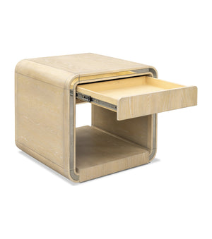 Basset Mirror Damone End Table - Elegant Modern Design With Antique Mirror Accents And Versatile Storage Solution Natural Wood,Antique Mirror 6016-lr-250