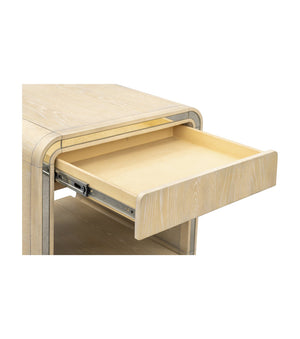 Basset Mirror Damone End Table - Elegant Modern Design With Antique Mirror Accents And Versatile Storage Solution Natural Wood,Antique Mirror 6016-lr-250