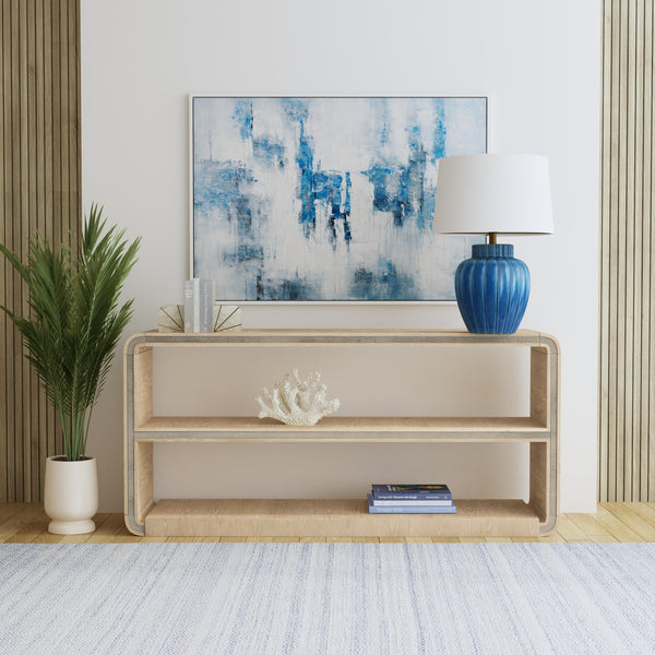 Basset Mirror Damone Console Table - Modern Blonde Oak Finish With Antique Mirror Detailing For Stylish Decor Natural Wood,Antique Mirror 6016-lr-400