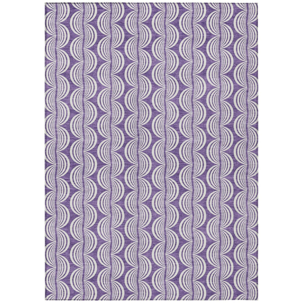 HomeRoots 9' Ogee Area Rug in Purple and Ivory - Stylish, Washable, Durable for Indoor/Outdoor Spaces! 601600