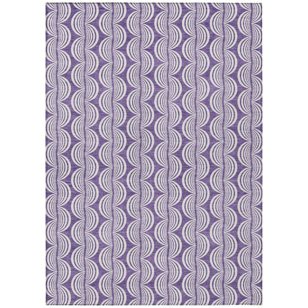HomeRoots 5' Purple and Ivory Ogee Indoor Outdoor Area Rug - Stylish, Durable, Machine Washable for Any Space 10' X 14' 601601