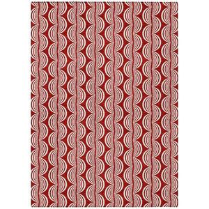 HomeRoots 5' Red and Ivory Ogee Area Rug - Stylish, Durable, and Washable for Indoor or Outdoor Use 5' X 8' 601603