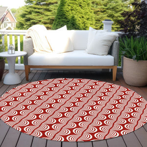 Homeroots 3' Beige And Ivory Ogee Washable Area Rug For Indoor And Outdoor Spaces – Durable, Stylish Design 8' Round Polyester 601604