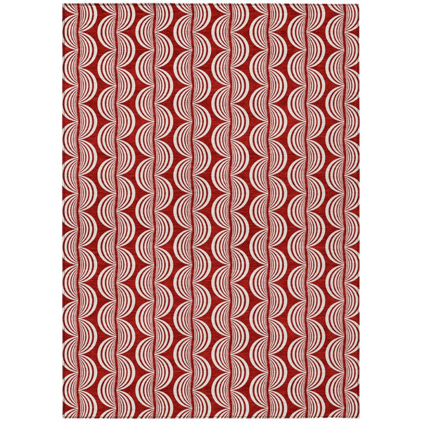 HomeRoots 5' Red and Ivory Ogee Area Rug - Stylish, Durable, and Washable for Indoor or Outdoor Use 10' X 14' 601607