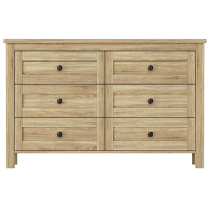 English Elm 3-Pieces Bedroom Set Full Size Farmhouse Platform Bed with Storage Headboard, Nightstand & Dresser Natural 46.25 L x 9.25 W x 9 H N733S369037M
