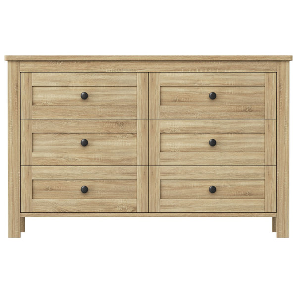 English Elm 3-Pieces Bedroom Set Full Size Farmhouse Platform Bed with Storage Headboard, Nightstand & Dresser Natural 46.25 L x 9.25 W x 9 H N733S369037M