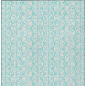 Homeroots 3' Aqua And Beige Ogee Washable Indoor Outdoor Area Rug - Durable, Stylish, And Easy To Maintain 8' X 10' Polyester 601611