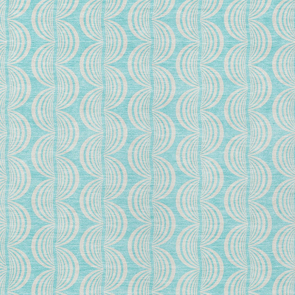 Homeroots 3' Aqua And Beige Ogee Washable Indoor Outdoor Area Rug - Durable, Stylish, And Easy To Maintain 8' X 10' Polyester 601611
