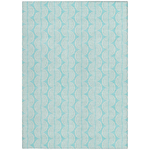 Homeroots 3' Aqua And Beige Ogee Washable Indoor Outdoor Area Rug - Durable, Stylish, And Easy To Maintain 9' X 12' Polyester 601612