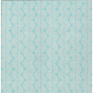 Homeroots 3' Aqua And Beige Ogee Washable Indoor Outdoor Area Rug - Durable, Stylish, And Easy To Maintain 9' X 12' Polyester 601612