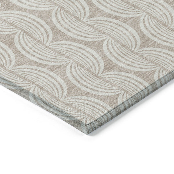 Homeroots 3' Aqua And Beige Ogee Washable Indoor Outdoor Area Rug - Durable, Stylish, And Easy To Maintain 8' Round Polyester 601616