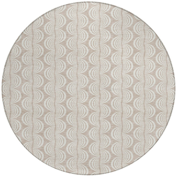 Homeroots 3' Aqua And Beige Ogee Washable Indoor Outdoor Area Rug - Durable, Stylish, And Easy To Maintain 8' Round Polyester 601616
