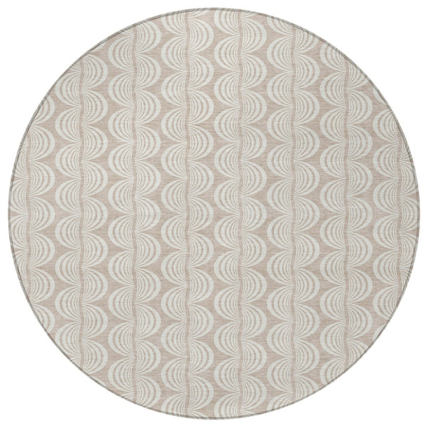 Homeroots 3' Aqua And Beige Ogee Washable Indoor Outdoor Area Rug - Durable, Stylish, And Easy To Maintain 8' Round Polyester 601616