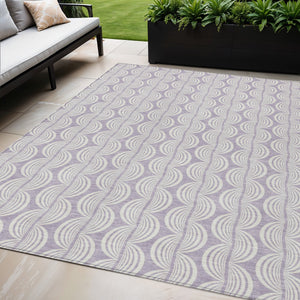 Homeroots 3' Aqua And Beige Ogee Washable Indoor Outdoor Area Rug - Durable, Stylish, And Easy To Maintain 5' X 8' Polyester 601621