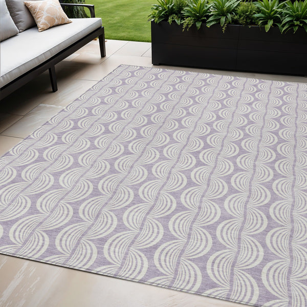 Homeroots 3' Aqua And Beige Ogee Washable Indoor Outdoor Area Rug - Durable, Stylish, And Easy To Maintain 5' X 8' Polyester 601621