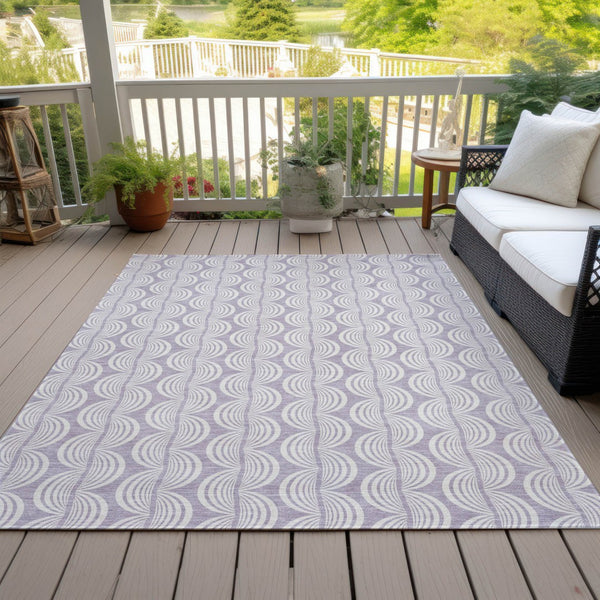 Homeroots 3' Aqua And Beige Ogee Washable Indoor Outdoor Area Rug - Durable, Stylish, And Easy To Maintain 8' X 10' Polyester 601623